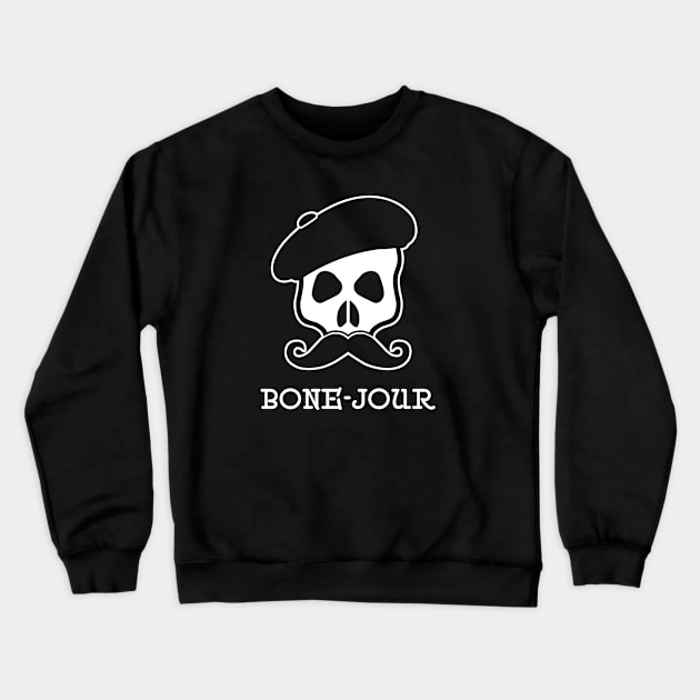 Bone-jour Crewneck Sweatshirt by AngryMongoAff